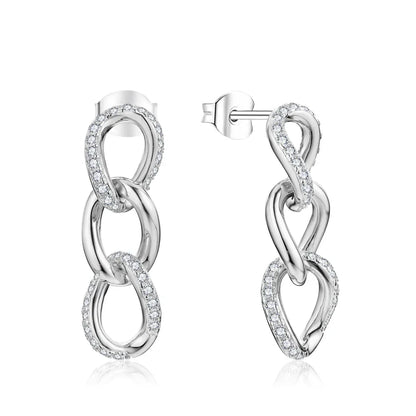 D VVS1 Moissanite Earrings for Women s925 Sterling Silver Chain Link Drop Earring Modern Trendy Statement Party Jewelry