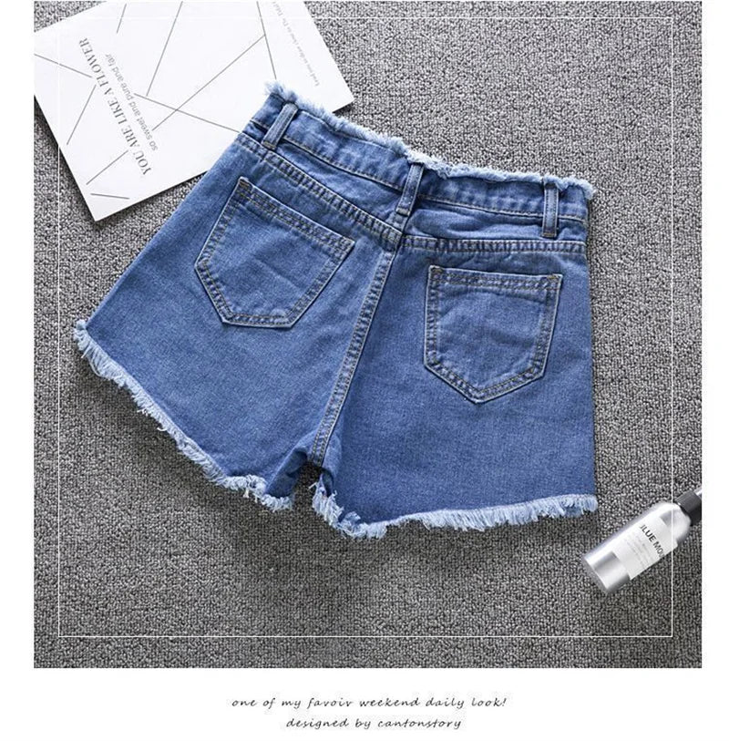 2026 New Summer Shorts Women Jeans High-waisted Denim Short Pants Female Rough-selvedge Outside Casual Sports Shorts Loose Jeans