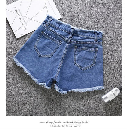 2026 New Summer Shorts Women Jeans High-waisted Denim Short Pants Female Rough-selvedge Outside Casual Sports Shorts Loose Jeans