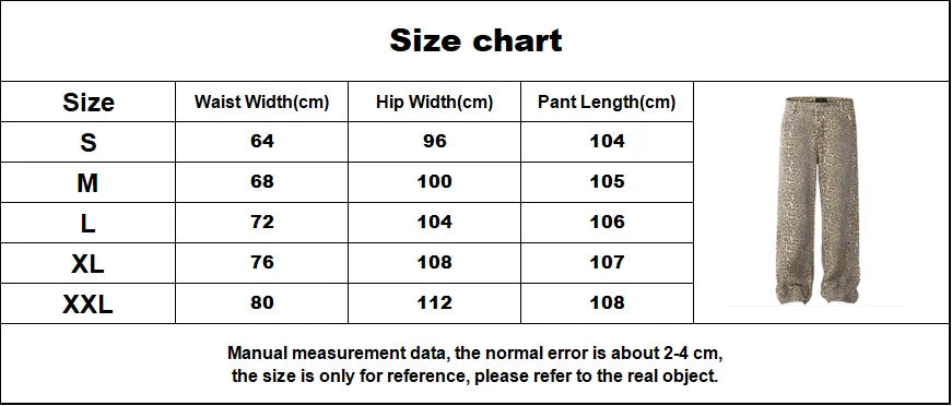 American Style Leopard Wash Jeans Women Y2K Retro Street Hot Girl Loose Casual Pants High Waist Straight Leg Jeans
