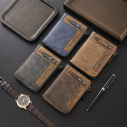 Customized Photo Men Retro Short Wallet Engraved Picture Zipper PU Leather Coin Purse High Quality Credit Card Holder Ideal Gift