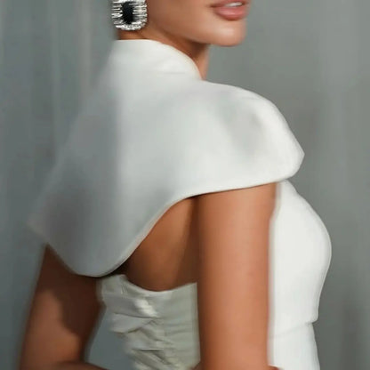 Mermaid White Evening Dresses High Neck Floor Length Robe De Soirée Femme Minimalist Chic Vestido Femininos Customized