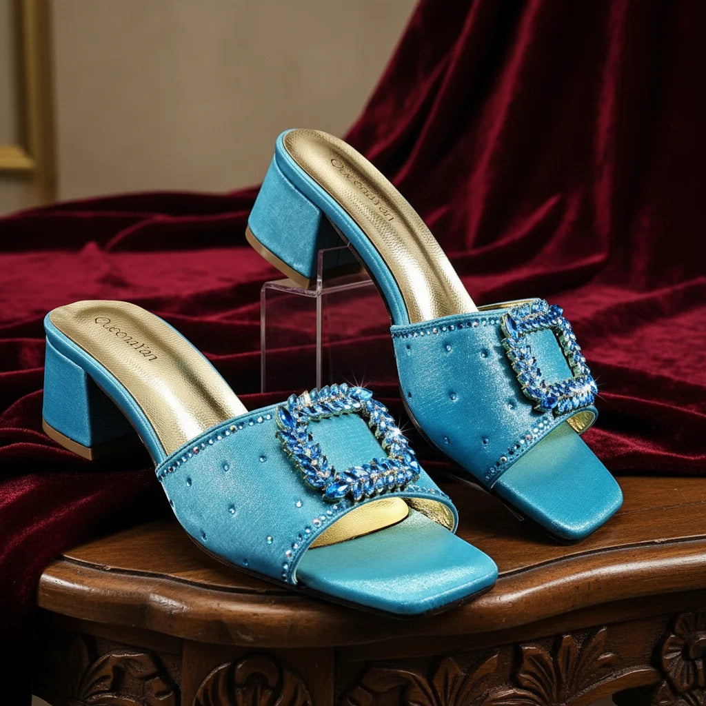 Elegant Itlian Desing Women's Heel Party Shoe and Bag Set Chic Orange Rhinestone Peep-Toe High Heel Sandals Perfect for Weddings