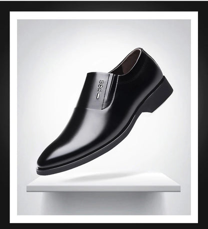 2026 New Men's Leather Slip-On Dress Shoes Formal Business Casual Loafers Male Fashion Non-slip Office Wedding Shoes Man