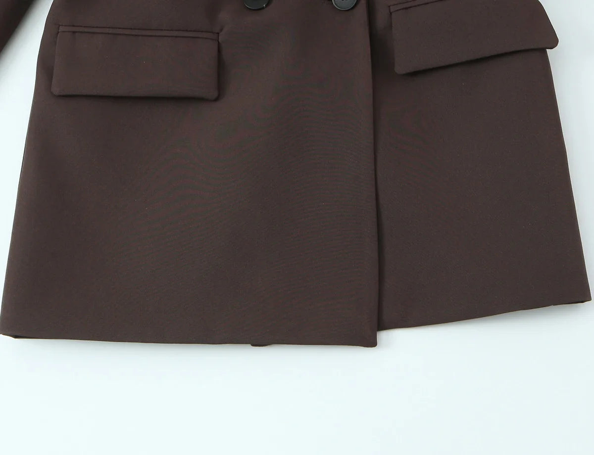 European and American Style New Women's Fashion Versatile Loose Casual Double Belt Slimming Gunlapel Blazer Coat