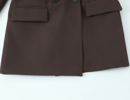 European and American Style New Women's Fashion Versatile Loose Casual Double Belt Slimming Gunlapel Blazer Coat