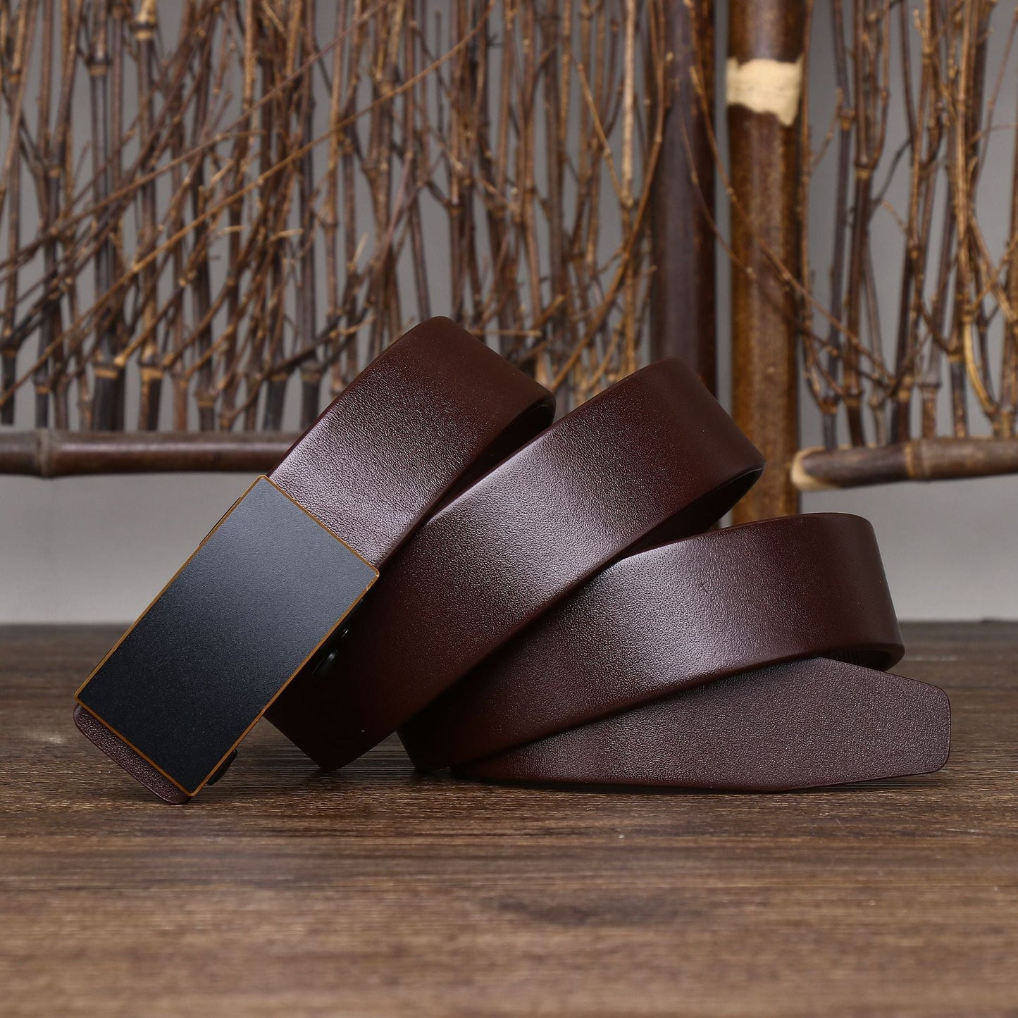 3.5CM Thick Cowhide Genuine Leathe Jeans Belt Business Toothless Automatic Buckle Belt Men High Quality Luxury Male Strap Cintos