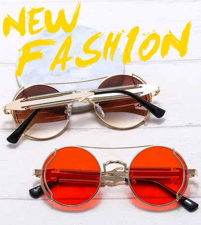 Punk Sunglasses For Men Designer Vintage Round Steampunk Fashion Glasses Retro Sunglasses Women 2024 Gafas De Sol Hombre Lunette
