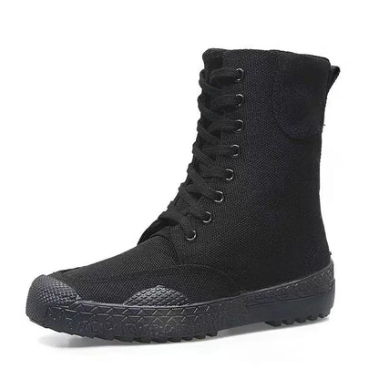 36-46 Mens Boots Spring Autumn Male Canvas Botas Lace-Up Shoes High Top Booties Solid Color Zapatos Ankle Motorcycle Footwear Y3