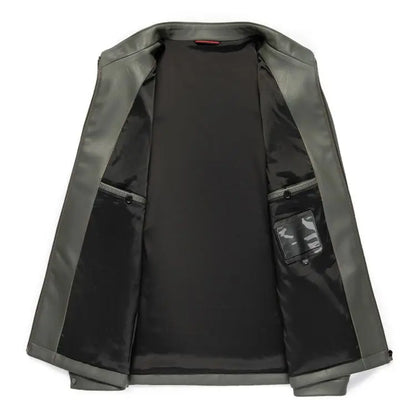 New Spring and Autumn 2025 Casual Leather Jackets, Men's Stand-Up Collar Leather Jackets, and High-End Large-Sized Goatskin Coat
