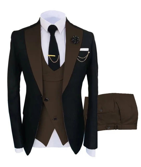 New Costume Slim Fit Men Suit Slim Fit Business Suits Groom Black Tuxedos For Formal Wedding Suit Jacket Pant Vest 3 Pieces