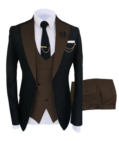 New Costume Slim Fit Men Suit Slim Fit Business Suits Groom Black Tuxedos For Formal Wedding Suit Jacket Pant Vest 3 Pieces