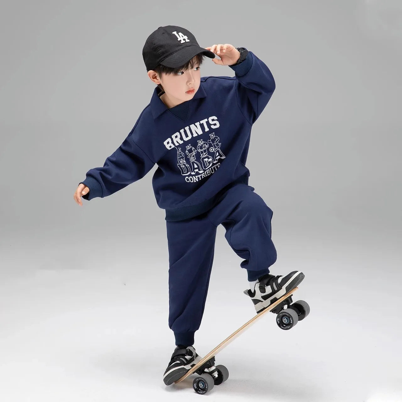 Spring Autumn Girls Boys Alphabet Workout Preppy Sweatshirt+Sweatpant School Kids Tracksuit Child 2PCS Outfit Jogger Set 3-14Yrs