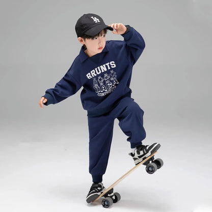 Spring Autumn Girls Boys Alphabet Workout Preppy Sweatshirt+Sweatpant School Kids Tracksuit Child 2PCS Outfit Jogger Set 3-14Yrs
