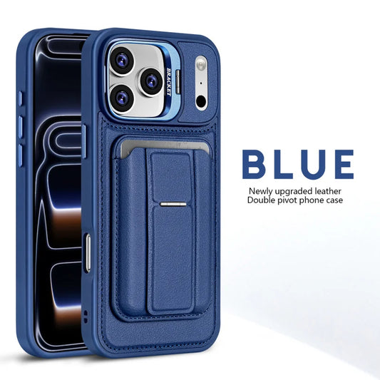 Luxury Leather Phone Case with Card Holder for iPhone 17 Pro Max/17 Pro/16 Pro Series, Slim Shockproof Protective Cover