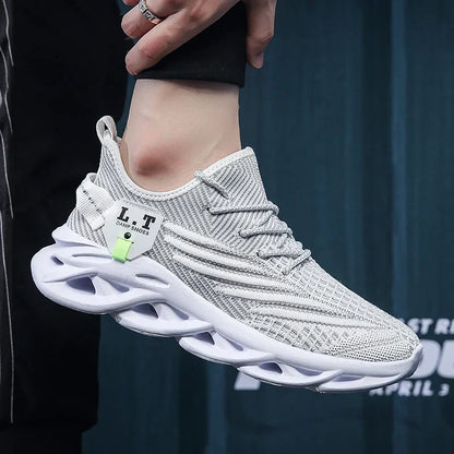 Men Sports Running Black Jogging Shoes Casual Sneakers Outdoor Breathable Mesh Women Light Shock-absorption Black Tennis