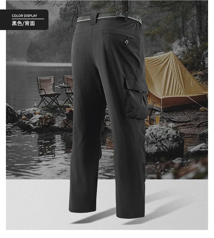 Big Size 8XL Men's Cargo Pant Straight Leg Fishing Trouser Male Multi Pocket Ice Silk Lightweight Thin Breathable Quick Dry Plus