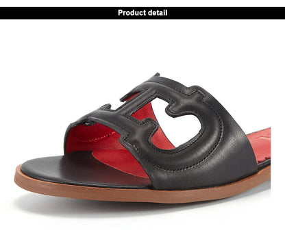 Woman Slippers 2025 Simple Black Flat Flat Women's Shoes Home Indoor Slippers