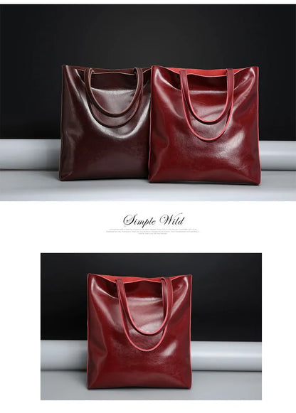 2024 Office Hand Shoulder Bags For Women Tote Cow Leather Bag Ladies Genuine Leather Handbags Big Women Bag Large Vintage Female