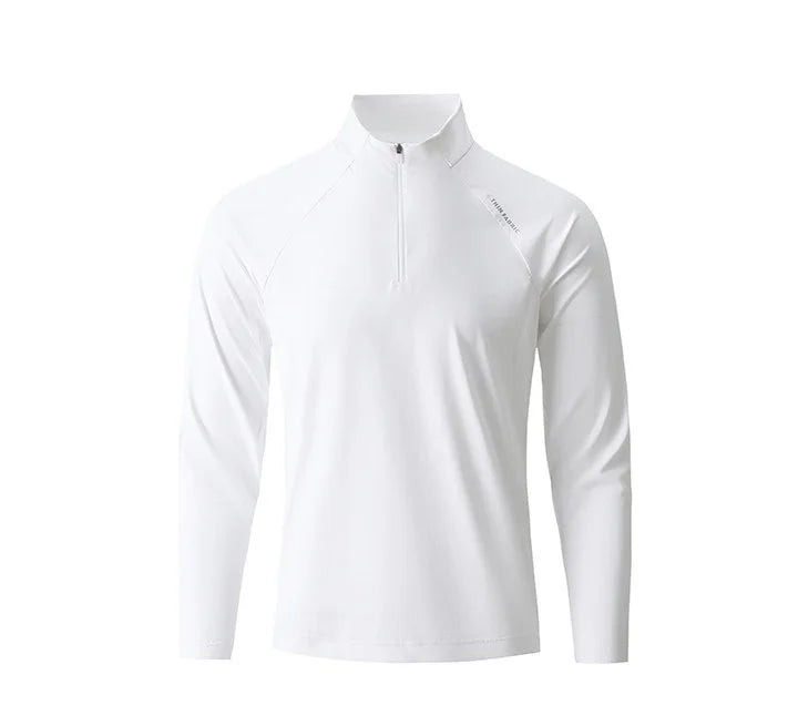 Men's Quick-Dry Half-Zip Long Sleeve T-Shirt – Breathable Four-Way Stretch Athletic Top with UPF50+ Cool Touch for Running & Gym