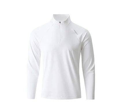 Men's Quick-Dry Half-Zip Long Sleeve T-Shirt – Breathable Four-Way Stretch Athletic Top with UPF50+ Cool Touch for Running & Gym