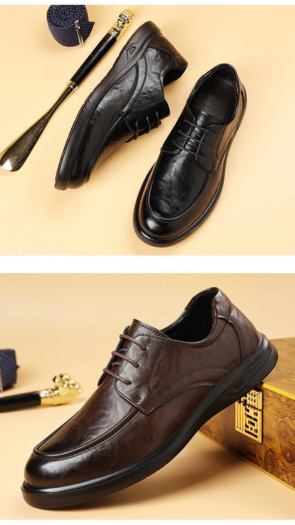 Spring Autumn New Business Casual Shoes for Men Solid Color Fashion Wedding Shoes Male Soft Sole Lace Designer Loafers Man