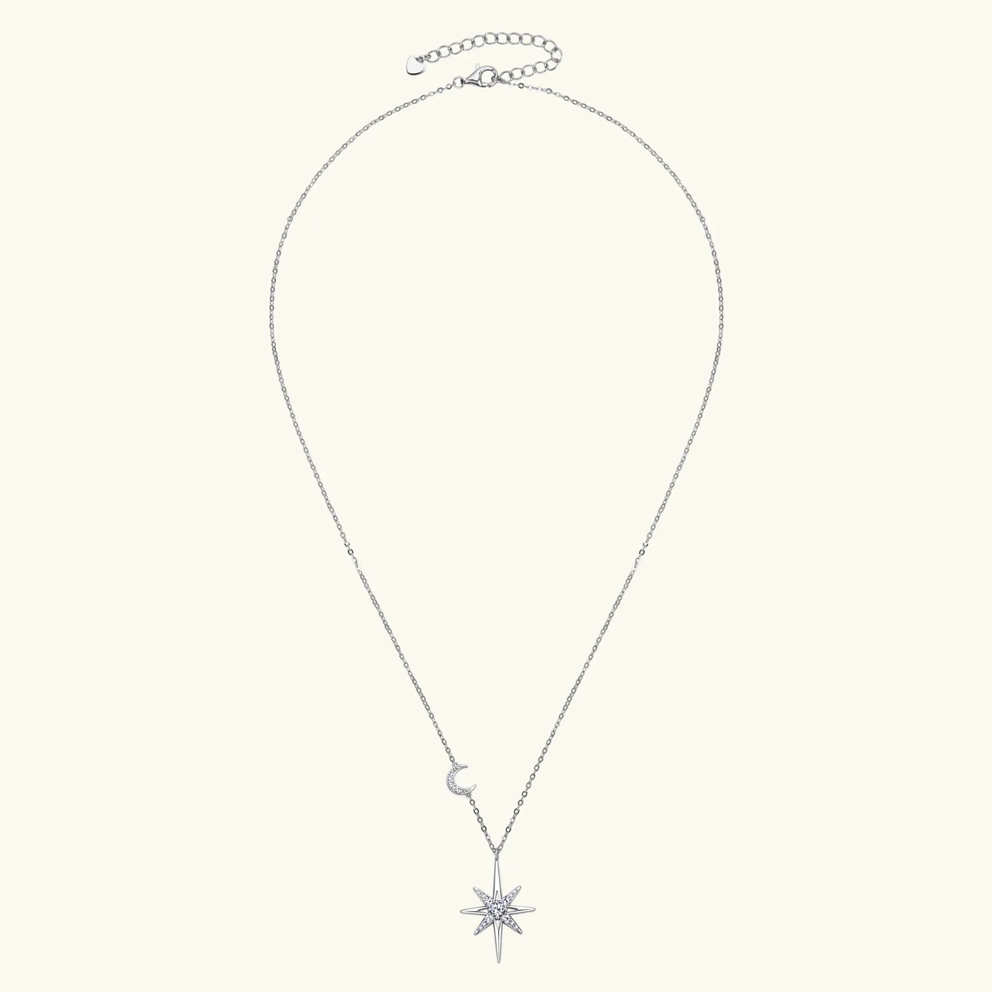 100% 925 Silver Full Moissanite Necklace for Women 18K Gold Plated Star&Moon Pendant Necklace Choker Chain Fine Jewelry Gifts