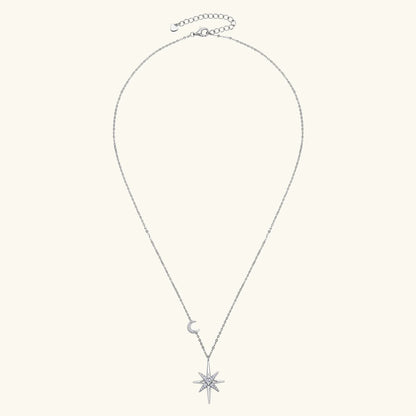 100% 925 Silver Full Moissanite Necklace for Women 18K Gold Plated Star&Moon Pendant Necklace Choker Chain Fine Jewelry Gifts