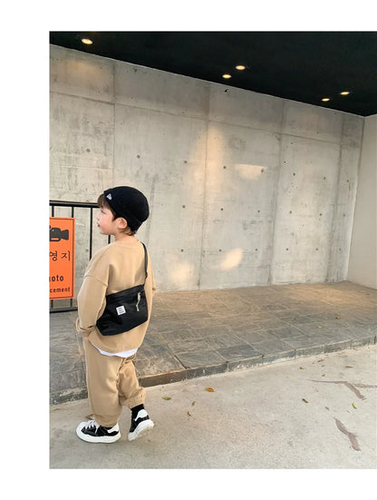 Spring Autumn Baby Boys Plain Patchwork Sweatshirt+Sweatpant School Kids 2PCS Tracksuit Child Jogger Outfit Workout Set 1-12Yr