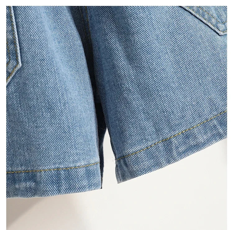Wide Leg Denim Shorts For Women 2024 Summer New Arrivals High Waist Big Pockets Blue Color Jeans Shorts Casual Pants Trousers