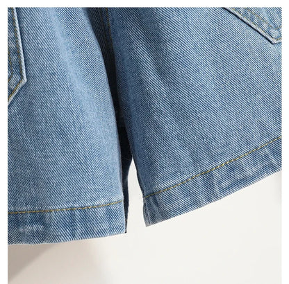 Wide Leg Denim Shorts For Women 2024 Summer New Arrivals High Waist Big Pockets Blue Color Jeans Shorts Casual Pants Trousers