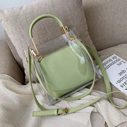 Fashion Transparent Women Shoulder Bag Jelly Candy Summer Beach Handbag for Female Messenger Bags Bolsa Totes Bucket Bag