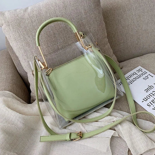Fashion Transparent Women Shoulder Bag Jelly Candy Summer Beach Handbag for Female Messenger Bags Bolsa Totes Bucket Bag