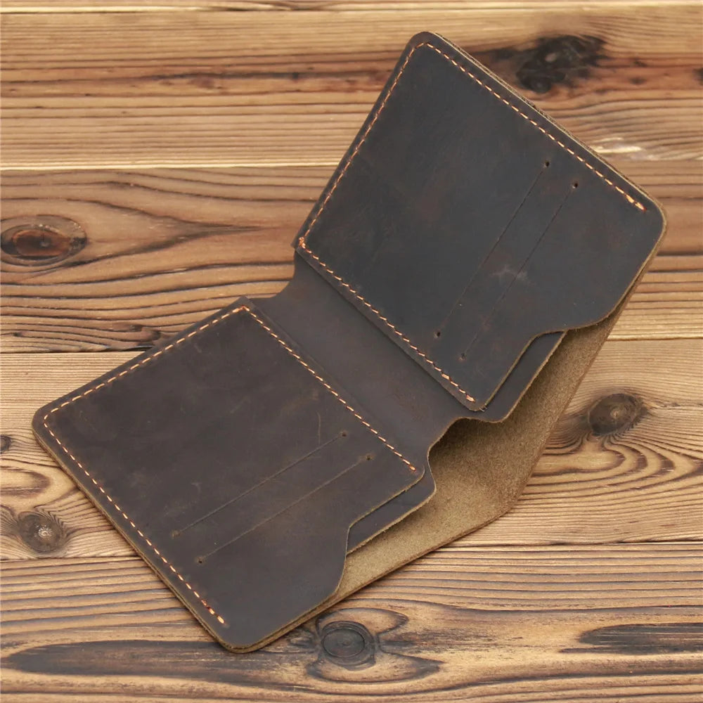 Top Genuine Leather Men's Wallet Retro Driving Licence Wallets for Men Durable Leather Portfel Male Cartera Hombre Purse for Men