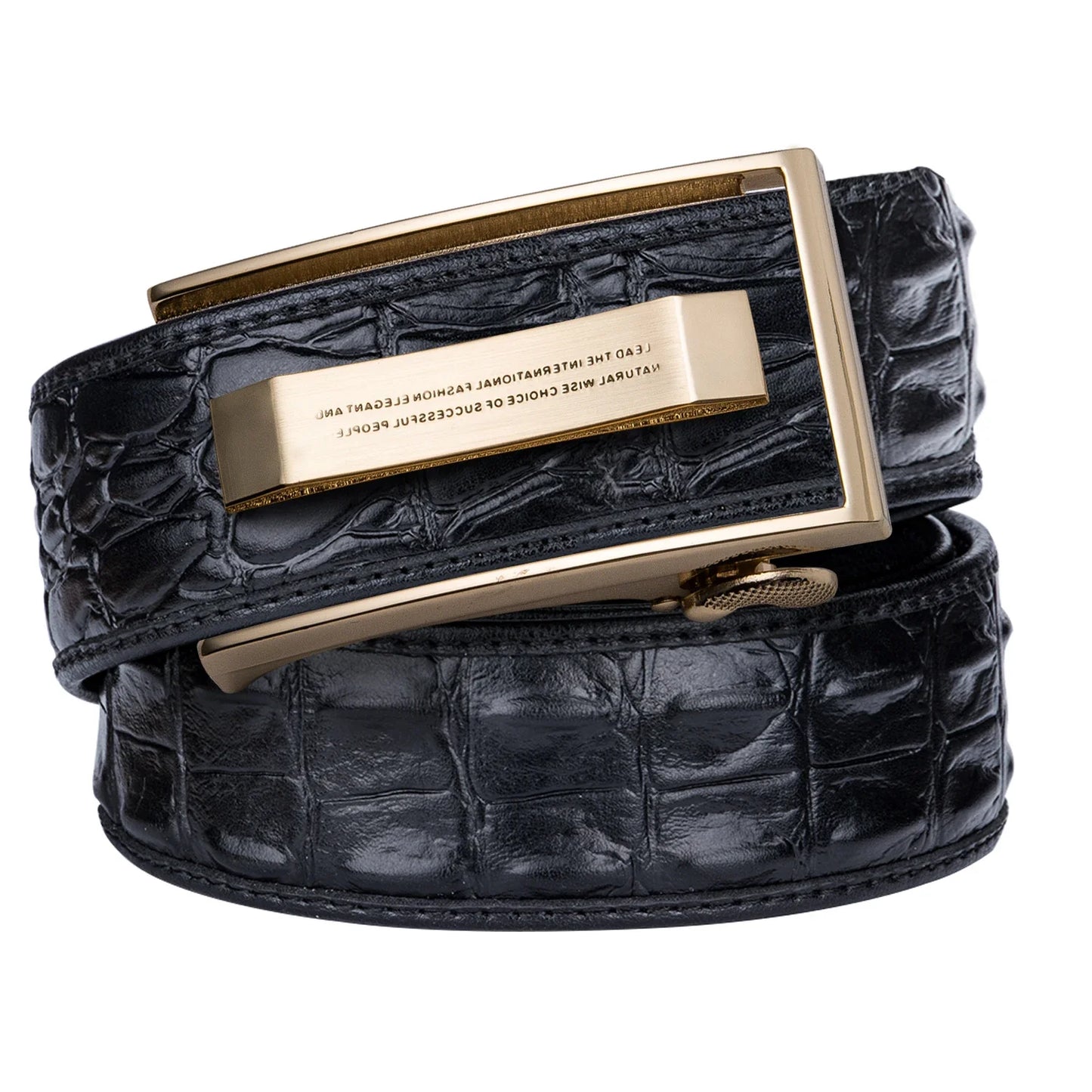 Crocodile Designer Luxury Genuine Leather Belts for Men Casual Jeans Belt Strap Gold Automatic Buckle Black Belt PD-2036
