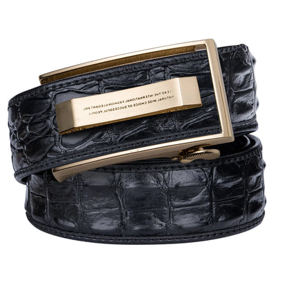 Crocodile Designer Luxury Genuine Leather Belts for Men Casual Jeans Belt Strap Gold Automatic Buckle Black Belt PD-2036