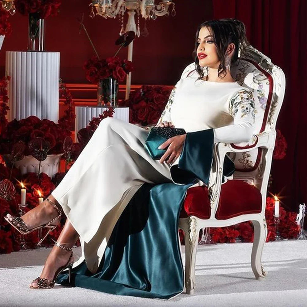 Arya Ivory and Green Evening Dress Saudi Arabia Long Sleeve Ankle Length Occasion Customized Women فساتين سهره نسائيه فخمة