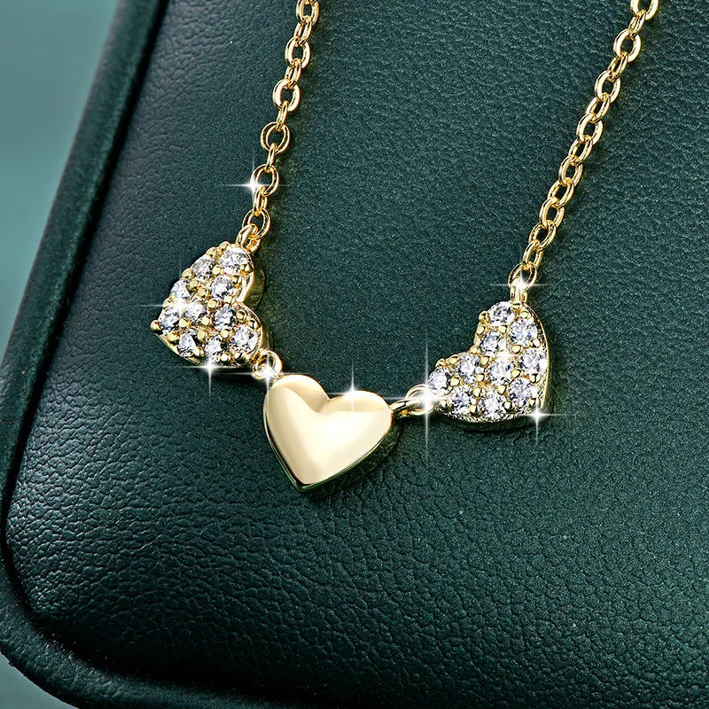 GRA Certified Full Round Moissanite Delicate Love Heart Pendant Necklace for Women 14K Gold Filled Fine Jewelry Gifts