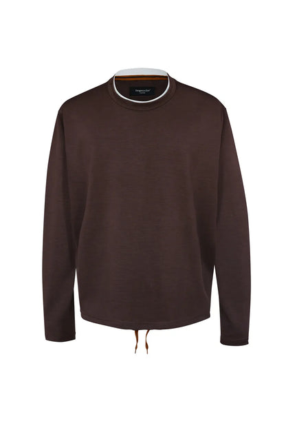 Shape-Retention & Pilling-Resistant Long-Sleeve Tee: Contrast Collar Design + Stretchy Fit Men's Undershirt