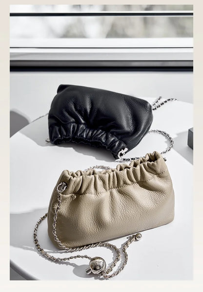 Genuine Leather Women Shoulder Bags Luxury Brand Small Chain Flap Bags for Ladies Handbag Natural Cowskin Female Crossbody Bags