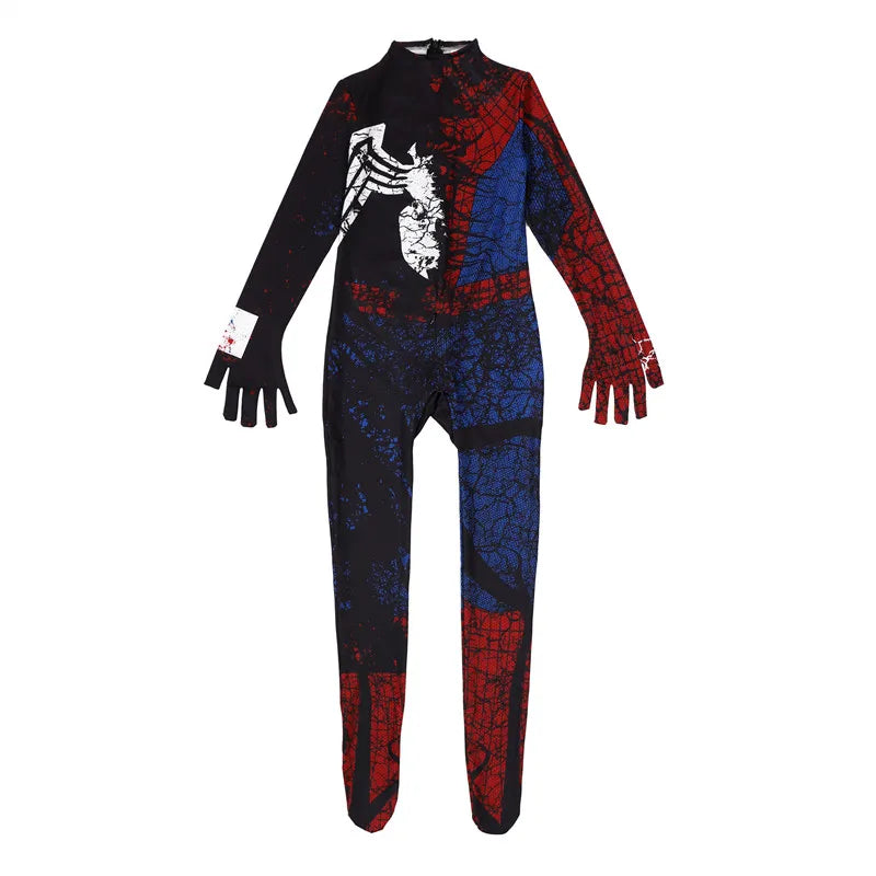 Kids Spider Costume Superhero Jumpsuit Role Play Party Halloween Cosplay Outfit New Year Christmas Performance Costume