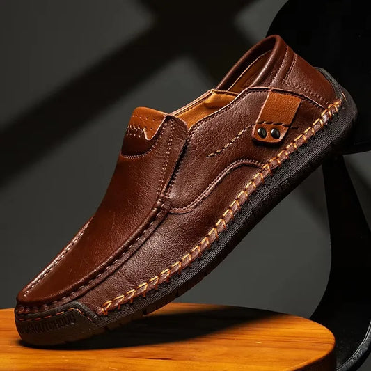 New Fashion Men Casual Shoes Handmade Leather Loafers Comfortable Men's Shoes Quality Split Leather Flat Driving Shoes Size 48