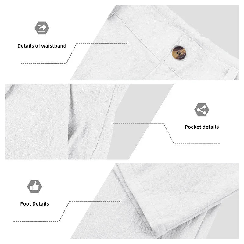 Amazon European and American Men's Linen Solid Color Casual Suit Pants New Fashion Beach Wide-Leg Trousers