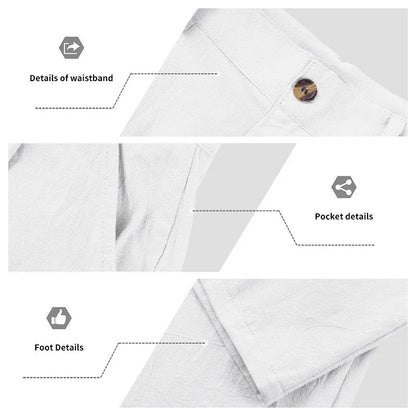Amazon European and American Men's Linen Solid Color Casual Suit Pants New Fashion Beach Wide-Leg Trousers