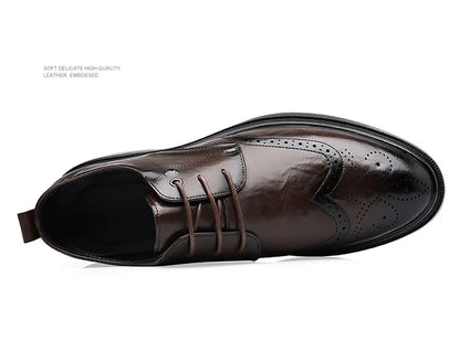 2026 Spring Autumn New Brogue Shoes for Men Solid Color Leather Dress Shoes Male Fashion Business Casual Wedding Shoe Man