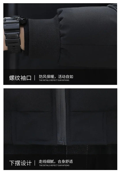 2025 Winter New Solid Color Zipper Down Jacket Thick Cotton Jacket Men Trendy Brand Casual Youth Coat Versatile Comfortable Top