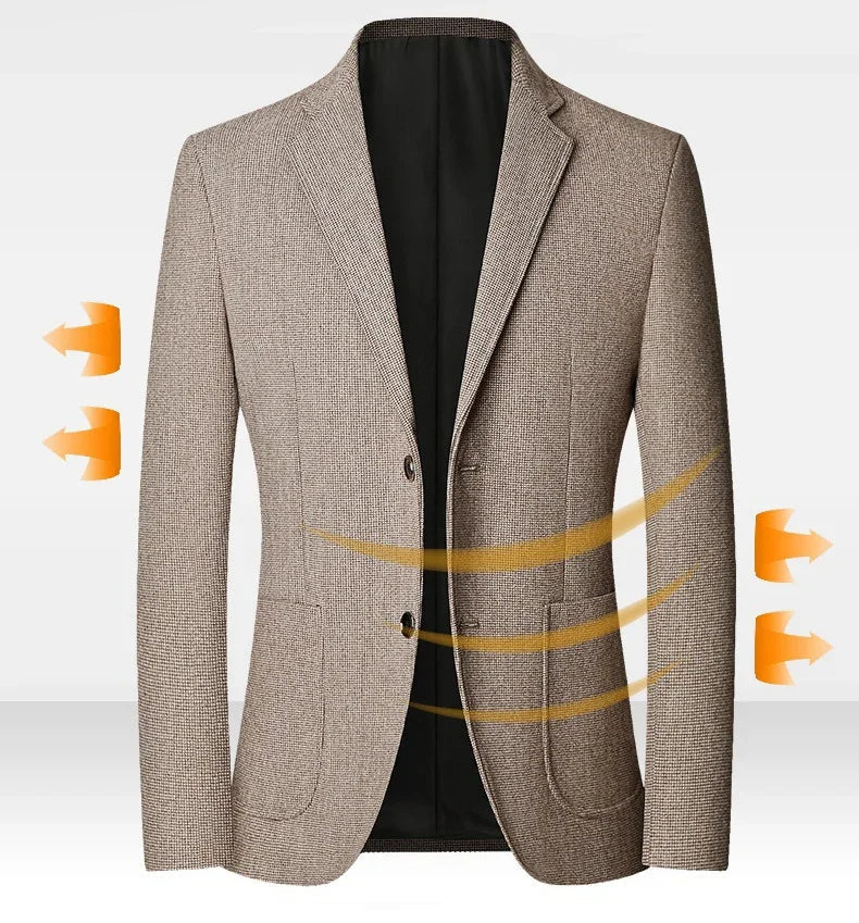 Brand 2026 Spring Elegant Blazer for Men Long Sleeve 2 Button Wedding Party Easy Care Business Blazers Suits Men
