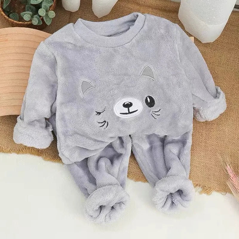 2026 Children's Pajama Sets Tops + Pants 2Pcs Kids Pajamas Winter Girl Clothing Sets 2 To 8Years Children Clothes Boys Sleepwear