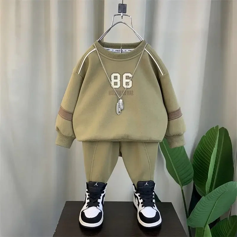 2026 Spring Autumn Kids Clothes Boys Sets Sports Suit Children Tracksuit Boys Long Sleeve Letter T-Shirt Pant 2Pcs Suit 2-12Y