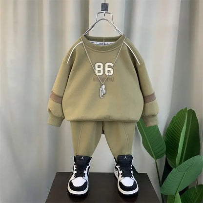 2026 Spring Autumn Kids Clothes Boys Sets Sports Suit Children Tracksuit Boys Long Sleeve Letter T-Shirt Pant 2Pcs Suit 2-12Y
